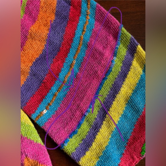 Vintage 2000 Michael Simon Multicolor Striped Cardigan, Psychedelic Rainbow, L - Picture 14 of 16